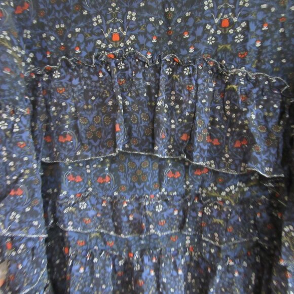 VELVET Graham & Spencer Blue Floral Ruffles Layered Small Bell Sleeves - Picture 3 of 6